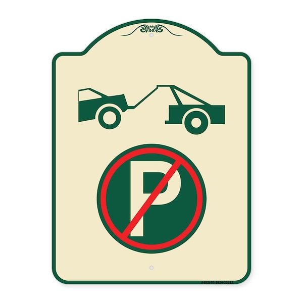 Signmission No Parking Tow Away Zone Symbol Heavy-Gauge Aluminum Architectural Sign, 24" x 18", TG-1824-23612 A-DES-TG-1824-23612 - main